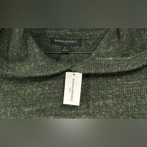 Banana Republic Men’s Pullover Hoodie Green Tweed Knit Large NWT